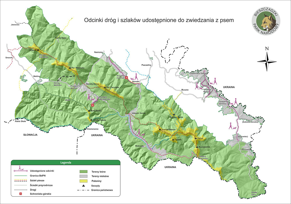 Wędrówki z psem w Bieszczadach - mapa